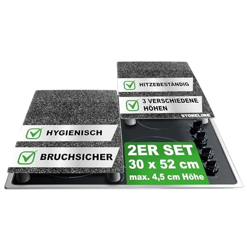 STONELINE® Herdabdeckplatten/Schneideplatten-Set - Zweiteiliges Set aus hitzebeständigem Glas, ideal als Kratzschutz für Kochfelder und vielseitig einsetzbar zum Schneiden von Gemüse und Fleisch.