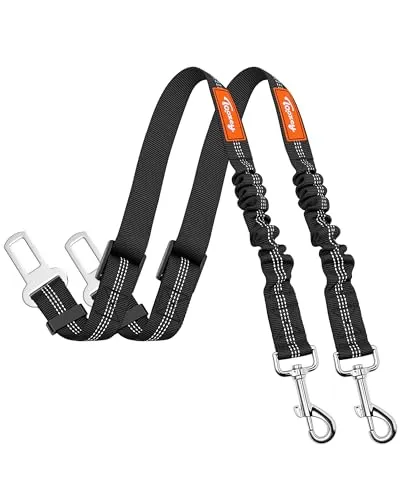 Toozey Hunde Sicherheitsgurt Auto, 2 Stück Hundesicherheitsgurte mit Elastischer Ruckdämpfung und Starke Karabiner, Einstellbar Hundegurt Höchste Sicherheit Anschnallgurt Hundeanschnaller fürs Hunde