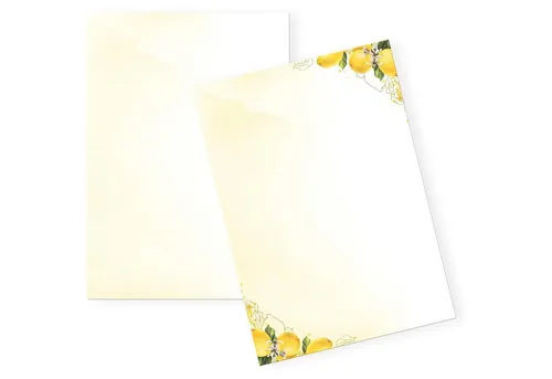 Logbuch-Verlag Dekofigur 25 Blatt Briefpapier Zitrone DIN A4 beidseitig – Motivpapier 100g in