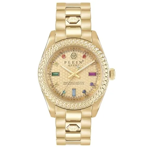 Philipp Plein Damen Analog Quarz Uhr mit Edelstahl Armband - Elegante Armbanduhr für Damen, mit hochwertigem Edelstahlarmband und 5 bar Wasserdichtigkeit – perfekt für jeden Anlass!