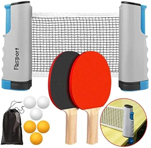 Tischtennisschläger/Schläger,Ausziehbare Tischtennisnetze,6 Ping-Pong Bälle,1*Mesh Bag,tragbar Tischtennissets Für Anfänger, Familien Und Profis