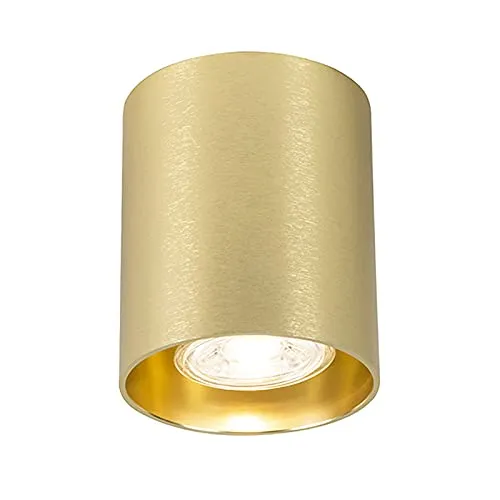 QAZQA - Modern Design AufbauSpot I Spotlight I Deckenspot I Deckenstrahler I Strahler I Lampe I Leuchte Gold I Messing GU10 50mm - Tubo I Wohnzimmer I Schlafzimmer - Aluminium Rund - LED geeignet GU10