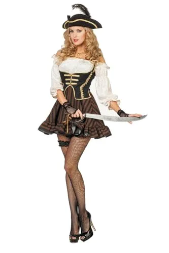 WILBERS & WILBERS 4502 - Sexy Piratenkostüm Damen mit Korsett-Detail - Verführerisches Piratenkostüm für Damen: Elegantes Kleid mit Off-Shoulder-Look und Puffärmeln, ideal für Karneval und Mottopartys. Elastischer Taillenbund sorgt für optimalen Sitz und hohen Tragekomfort.
