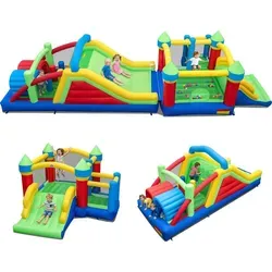 COSTWAY XXL Hüpfburg für Kinder mit Rutsche und Kriechtunneln