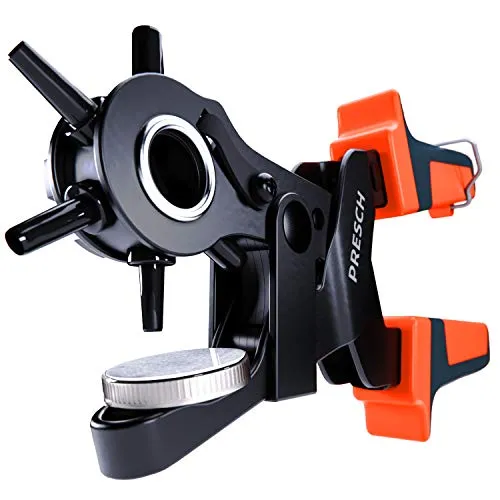 Presch Lochzange für Leder - Profi Revolverlochzange mit Hebelübersetzung - Locher für Leder, Stoff und Pappe mit 6 Größen, ergonomischem Griff und scharfen Stanzern für präzise Ergebnisse. Ideal für Handwerker und DIY-Projekte.
