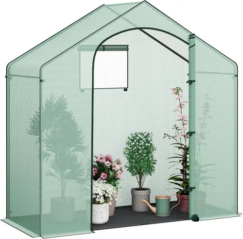 Woltu Foliengewächshaus 200x80x200 cm - Garten-Zubehör mit robustem Stahlrahmen, UV-stabiler PE-Netzgewebefolie und einfacher Montage ohne Werkzeug, ideal für den Anbau von Pflanzen.