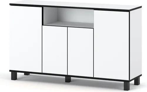 Skandinavische Kommode Sideboard Holz 140x80x35 für Wohnzimmer, Flur oder als Kommode Schlafzimmer - Minimalistisches Design - Hohe Qualität Weiß Matt