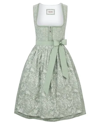 Heimatgwand Damen Karoline Dirndl, Salbei, 40 EU - ELEGANTES DIRNDL - Das Damen Dirndl Karoline vereint bayerische Tradition mit modernen Akzenten. Aus 100 % Baumwolle gefertigt, bietet es hohen Tragekomfort und ist ideal für festliche Anlässe. Die hochwertige Schürze ergänzt den stilvollen Look.