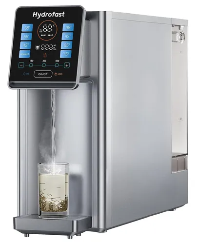 Hydrofast Wasserfilter W100 Tisch-Wasseraufbereiter mit Heiß- und Trinkwasser - Tisch-Wasseraufbereiter mit 6-stufiger Filtration und UV-Sterilisation für reines Wasser. 8 Temperaturstufen ermöglichen individuelle Anpassung. Ideal für den täglichen Gebrauch.