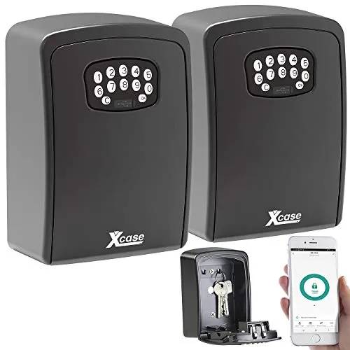 Xcase Mini-Schlüsselsafe: 2er Set Mini-Schlüssel-Safe mit Bluetooth und App, IP54 (Schlüsseltresor mit Zahlenschloss, Key Safe, Elektronischer Tür Schließzylinder)