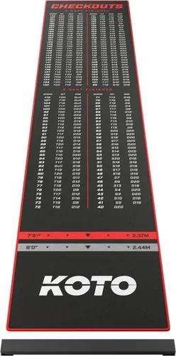 KOTO Carpet Checkout Rot + Oche 285 x 60cm - Dartteppich