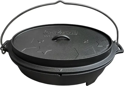 Grillfürst Dutch Oven BBQ Edition DO 6,5 - Ovaler Bratentopf für Gasgrills - Gusseiserner Dutch Oven mit 6,5 Litern für vielseitige Grillgerichte. Stabiler Stand und emaillierte Oberfläche für einfache Pflege. Ideal für Grillprofis und BBQ-Liebhaber.