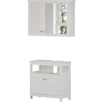 Vicco Badmöbel-Set Riad, Weiß, 2 Teile - Elegantes Badmöbel-Set mit stilvollen Lamellen-Fronten für mehr Raffinesse. Genießen Sie großzügigen Stauraum und eine pflegeleichte Oberfläche für langanhaltende Schönheit.