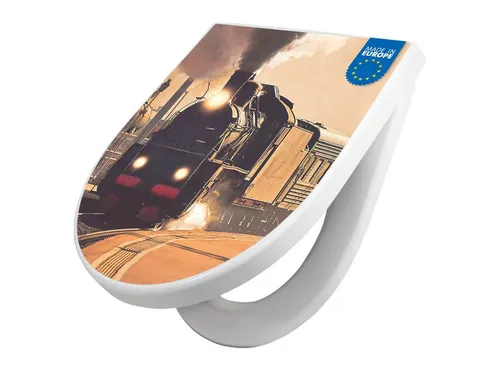 Banjado Premium Toilettendeckel mit Absenkautomatik – Hygienischer WC-Sitz mit Zug-Motiv