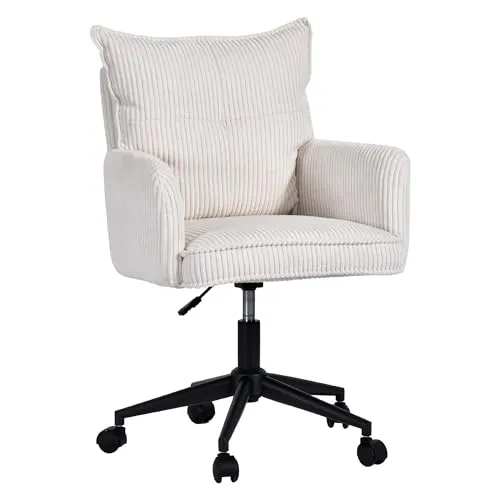 Duhome Bürostuhl aus Kordsamt in weiß von Duhome