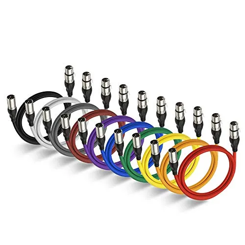 NUOSIYA XLR Kabel 1m 10 Farben XLR Mikrofon Splitterkabel Adapter, 3-Pin Stecker auf Buchse Mikrofonkabel für Mikrofon, Verstärker, Mischpult, Lautsprecher