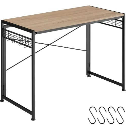 TecTake Schreibtisch Paterson klappbar 102x51cm - Industrial Holz hell - Kinderschreibtisch im modernen Industrial Style, klappbar und mit praktischen Haken für Stauraum. Perfekt für ein stylisches Homeoffice oder Kinderzimmer.