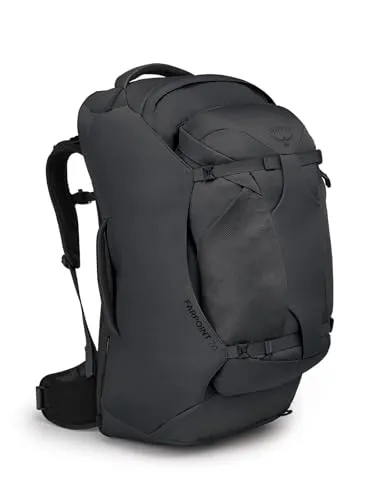 Osprey Europe Herren Farpoint 70 Reisetasche - Trekkingrucksack mit verstellbarem AirScape-Rückenteil und abnehmbarem Tagesrucksack, ideal für Abenteuerreisen