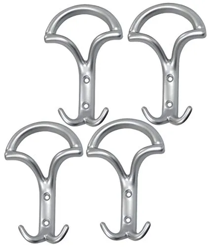 AERZETIX: 4 X Wandhaken aus Metall Tindouf silberfarben matt 148/96 mm C41449
