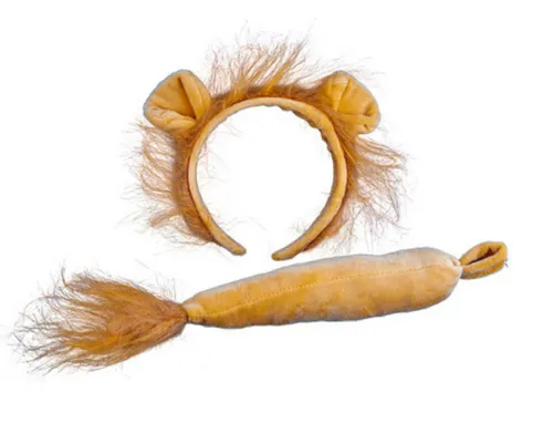 Erwachsene / Kinder Löwe Ohren auf Haarreif und Schwanz Set Kostüm Zubehör