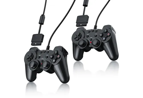 CSL PlayStation-Controller (Spar-Set, 2 St., PS2 Gamepad mit Dual Vibration (Rumble Effekt), Präzision & Komfort)