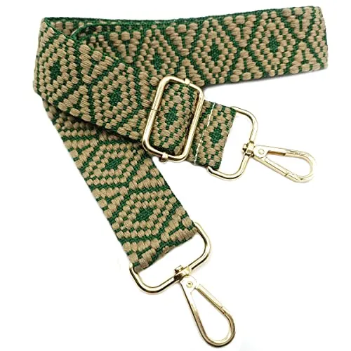Verstellbarer Schultergurt für Taschen Dunkel Grün, Taschengurte zum Wechseln, Taschengurt Breit mit Karabiner Gold, 80-130 cm Tragegurt Tasche für Damen Schulterriemen, Handtasche, 3.8cm, *01