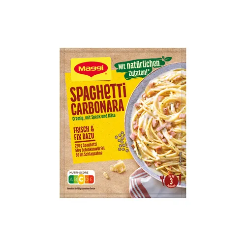 Maggi Fix für Spaghetti Carbonara mit Speck und Käse 34g