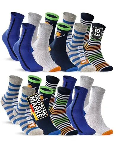 Paar Kinder Socken Jungen & Mädchen Baumwolle Kindersocken 54353 (31-34) 10