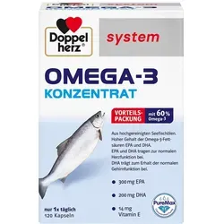 Doppelherz system Omega-3 Konzentrat 120 St - rezeptfreie Kapseln, unterstützt Herz und Gehirnfunktion für Ihre Gesundheit