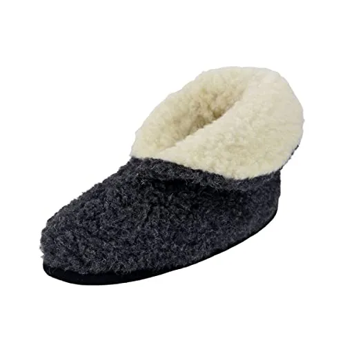 Hollert Hausschuhe aus Merinowolle Collar warme Unisex Schuhe rutschfest Größe 41 EU, Farbe Schwarz/Weiß