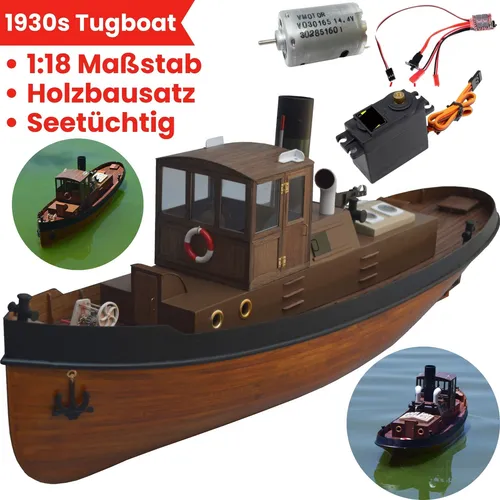 1930s Steam Tugboat 1:18 Seetauglich RC Schlepper Holz Bausatz Modellschiff Set