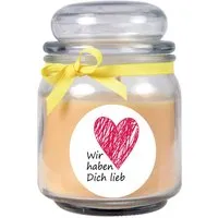 HS Candle Duftkerze & Bonbon Glas Herzen Gelb Vanille in gelb von HS Candle