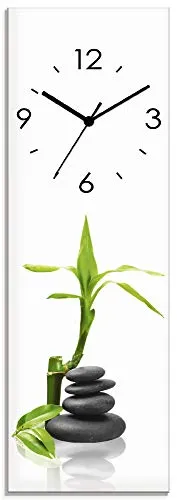 ARTLAND Lautlose Wanduhr aus Glas mit asiatischen Motiven in grün von ARTland