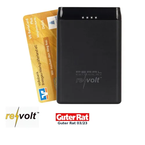 revolt Powerbank im Kreditkarten-Format, 5.000 mAh, 2 USB-Ports, 2,4 A, 12 W
