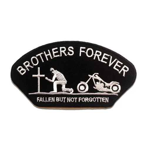 Aufnäher / Bügelbild - BROTHERS FOREVER Biker - schwarz - 12.9 x 7 cm