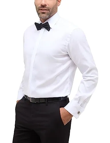 Eterna Smokinghemd weiß 43/Langarm - 65cm - Herren-Freizeithemden aus 100% Baumwolle, pflegeleicht und ideal für festliche Anlässe oder elegante Freizeitlooks.