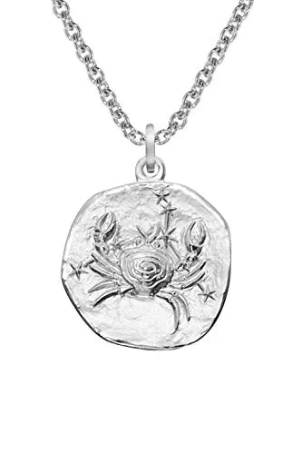 trendor Sternzeichen Krebs mit Halskette 925 Silber Ø 16 mm Tierkreiszeichen Anhänger Sterlingsilber für Damen, Herren oder Kinder, 08441-07-60 60 cm