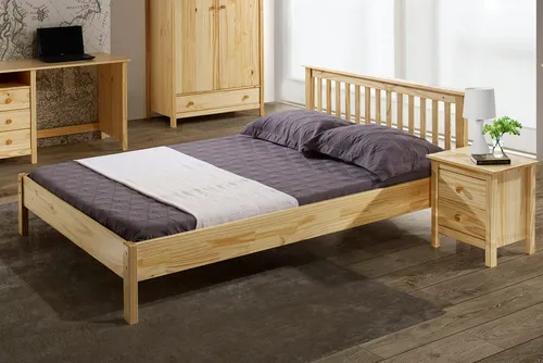 Möbilia Bett 180 x 200 cm aus Kiefer-Holz - Massives Kiefernholz-Bett für einen natürlichen Wohnstil, ideal für erholsame Nächte zu zweit. Mit dekorativen Holzlatten und stabiler Konstruktion, passend zu verschiedenen Einrichtungsstilen.