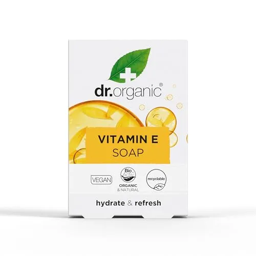 Dr. Organic Vitamin E Seifenstück, Hydratisierend, Alle Hauttypen, Herren, Damen, natürlich, vegan, tierversuchsfrei, paraben- und SLS-frei, plastikfrei, biologisch, 100g
