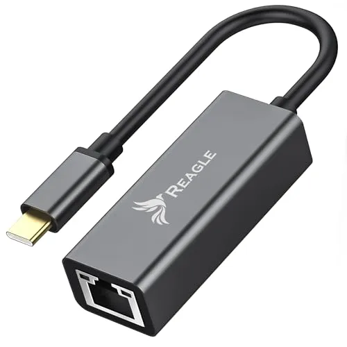 Reagle USB-C auf RJ45 Adapter Gigabit Ethernet Netzwerkadapter 1000Mbps USB 3.2 Gen 1 LAN Dongle mit LED-Anzeige & Aluminiumgehäuse Plug & Play für Laptop Tablet