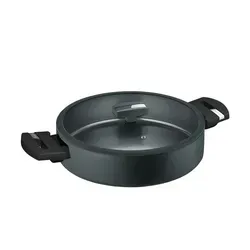 Berndes Servierpfanne b.green mit Deckel, 28 cm - Pfanne aus 100% recyceltem Aluminium, extrem hitzebeständig mit Langzeit-Antihafteffekt durch b.nature Quarz-Versiegelung. Ideal für umweltbewusstes Kochen.