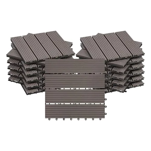 Woltu WPC-Fliesen 22 St., Holzoptik mit Klicksystem (2 m²) - Vielseitige WPC-Fliesen in Holzoptik, ideal für Innen- und Außenbereiche. Robust und pflegeleicht, mit einfacher Klickverbindung für schnellen Aufbau. Perfekt für kreative Bodengestaltung.
