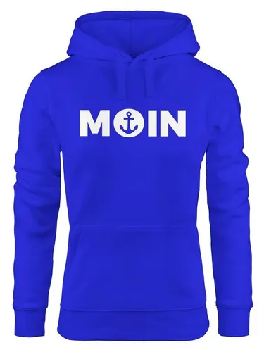 MoonWorks Damen Hoodie Moin mit Anker – Blau XL - Bequemer Kapuzenpullover aus 80% Baumwolle und 20% Polyester in Größe XL. Ideal für lässige Outfits und entspannte Tage.