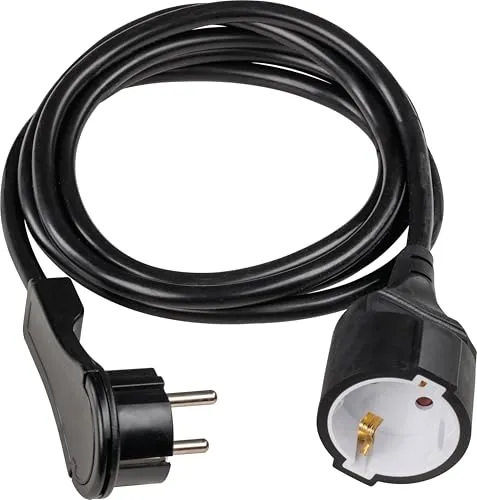 as - Schwabe Verlängerungsleitung 2 m mit Flachstecker - Verlängerungskabel mit Schutzkontaktstecker & Schutzkontaktkupplung - für den Innenbereich - extrem flach - 230V, 16A - IP20 - Schwarz, 50212