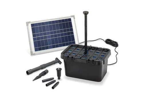 Solar Teichfilter Professional 12W 650 l/h - Teichfilter & -skimmer, umweltfreundlich mit Solarbetrieb und effizienter Wasserzirkulation für einen klaren Gartenteich.