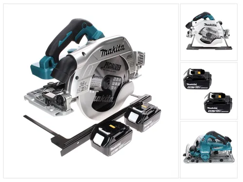 Makita DHS 900 M2 Akku Handkreissäge 36 V - Leistungsstark und flexibel - Robuste Akku Handkreissäge mit 85 mm Schnitttiefe und bürstenlosem Motor. Ideal für präzise Schnitte, ausgestattet mit zwei 4,0 Ah Akkus und LED-Beleuchtung für optimale Sicht.