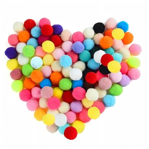 EHIOG Pompons zum Basteln, 25mm, 200 Stück, Bunt, Filz, DIY, Dekorieren, Nähen, Kinder, Erwachsene