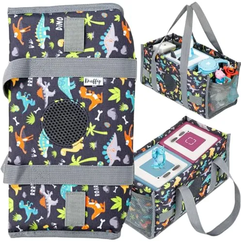 Knuffig Toniebox Tasche - Tragetasche für Toniebox & Zubehör, Aufbewahrung für Figuren, Musikbox Tasche für 2 Boxen, Abnehmbare Trennwände, Perfekt für Kinder & Reisen