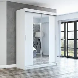NEO Schwebetürenschrank 160 cm mit Spiegel - Weiß - Moderner 2-türiger Kleiderschrank mit Schiebetüren, hochwertiger Laminatplatte und praktischen Einlegeböden. Ideal für platzsparende Aufbewahrung und stilvolle Einrichtung.