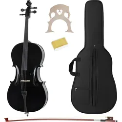 Classic Cantabile CP-100BK Cello Set Schwarz 4/4 - 4/4 Cello Set mit Fichten-Decke und Ahorn-Korpus, inklusive Bogen, Tasche und Kolophonium - ideal für Einsteiger und Fortgeschrittene in der Kategorie Streichinstrumente.